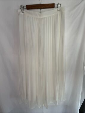 HYFVE Sheer White Pleated Maxi Skirt